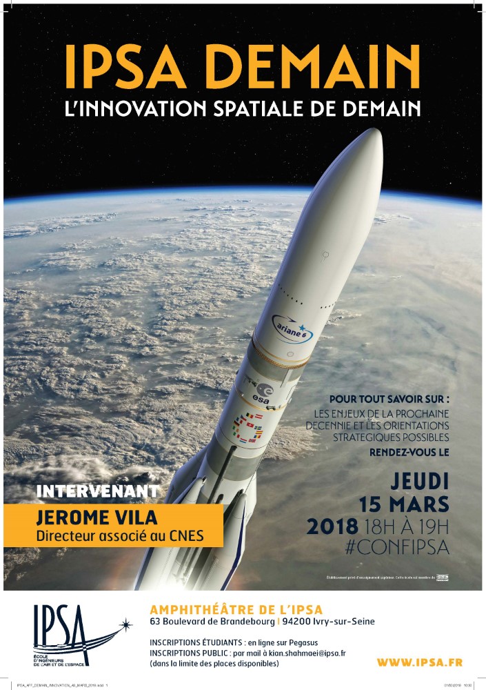 Affiche sur la conférence IPSA : L'innovation spatiale de demain