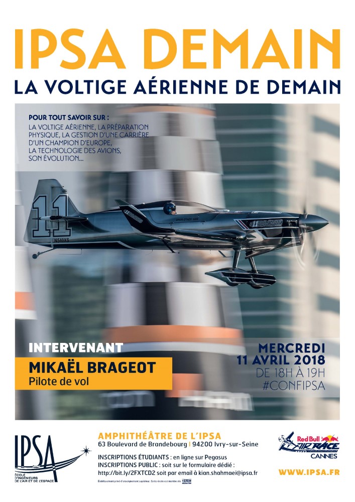 Affiche sur la conférence IPSA : la voltige aérienne de demain