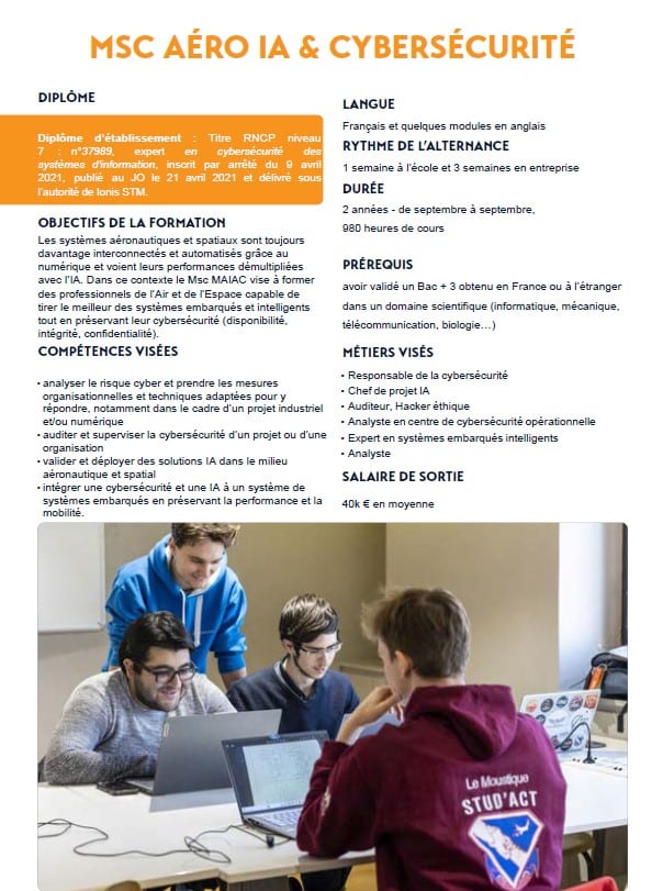 Fiche MSc Aéro IA et cybersécurité
