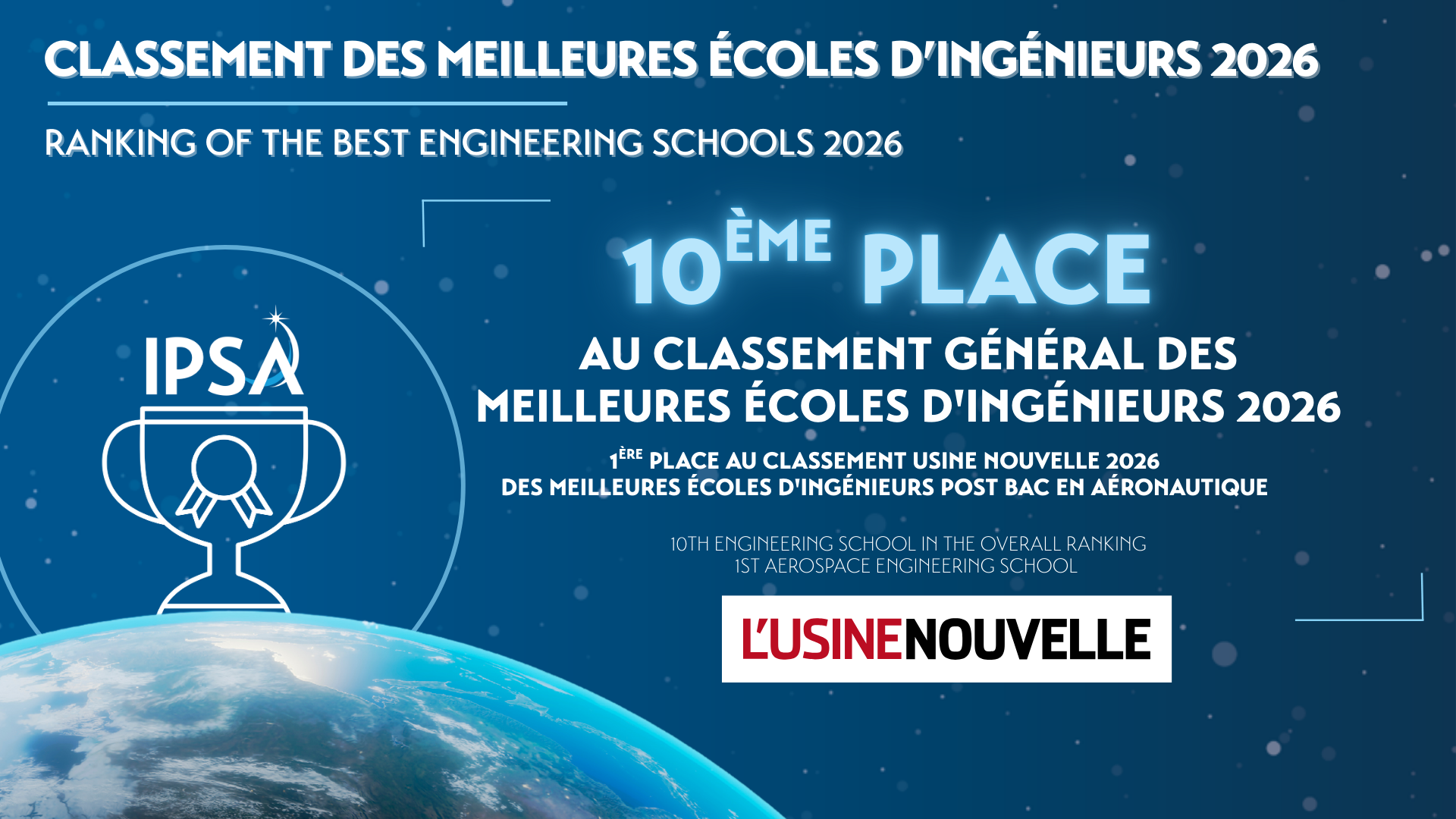 Classement Usine Nouvelle 2026 : l’IPSA confirme son excellence parmi les meilleures écoles d’ingénieurs françaises